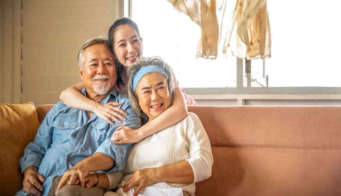 Aging Parents receiving care and support.