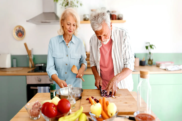 Nutrient intake supporting senior wellness.