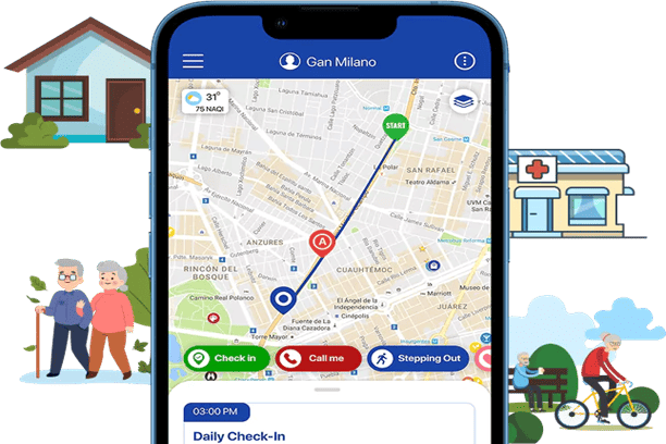 mySeniorCareHub app supporting senior safety and care.