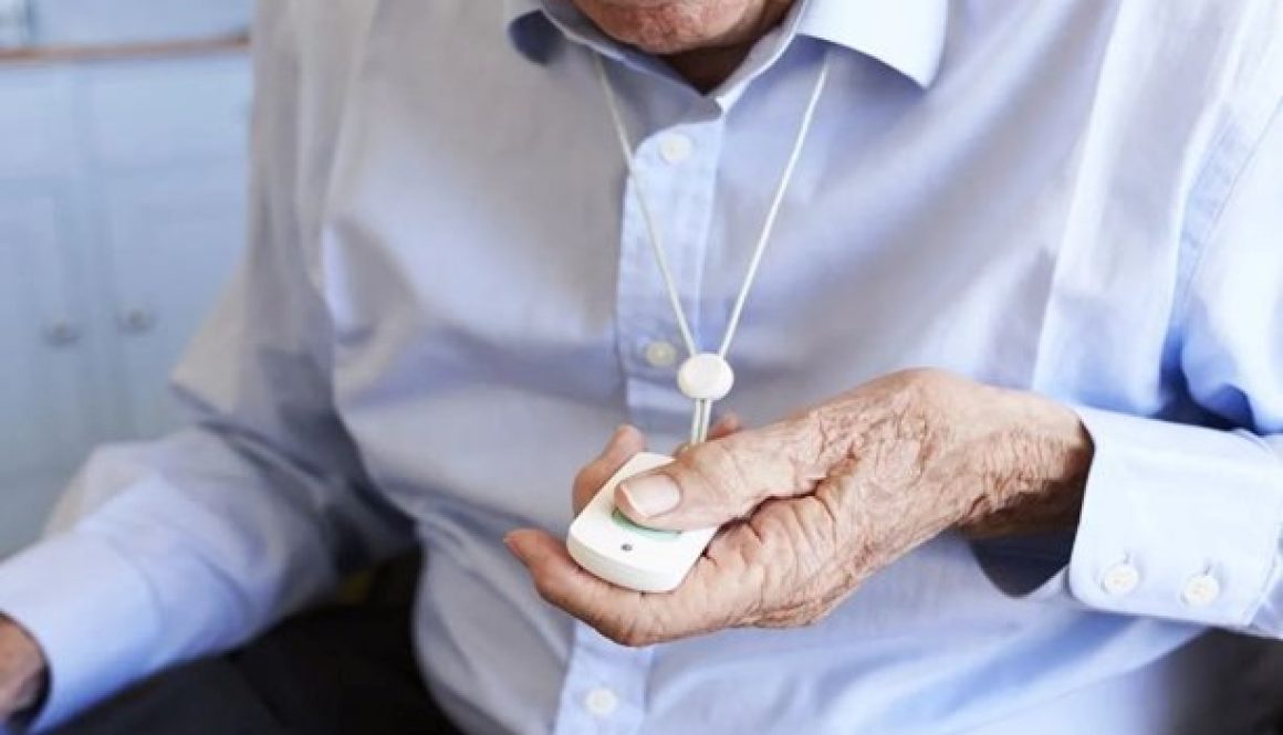 Medical alert device detecting senior fall instantly.