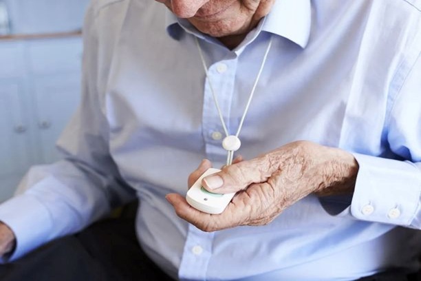 Medical alert device detecting senior fall instantly.