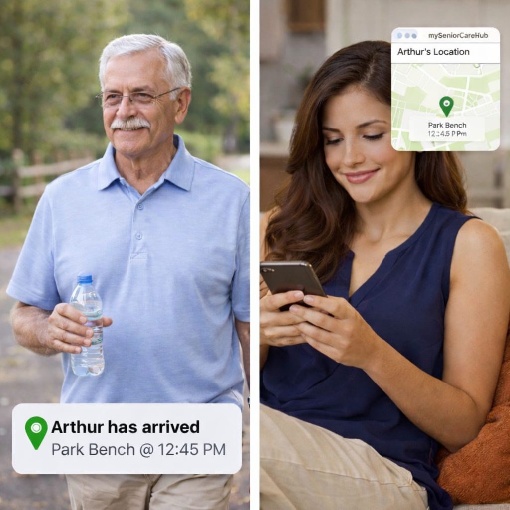 Daughter Receiving Daily Check In Alerts from mySeniorCareHub App