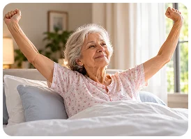 Senior waking up