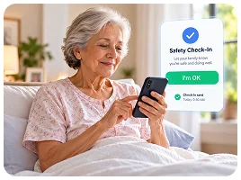 Senior completing a daily check-in