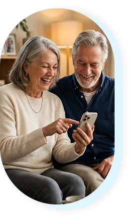 Senior couple using a phone together