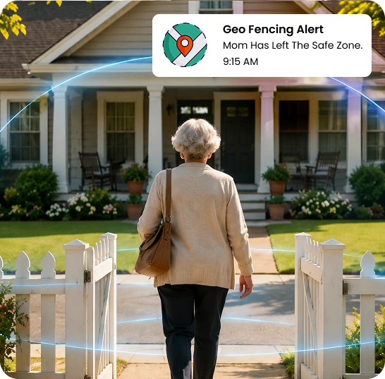 Geo fencing alert when senior leaves safe zone
