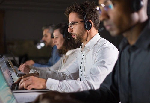 Emergency professionals at monitoring center
