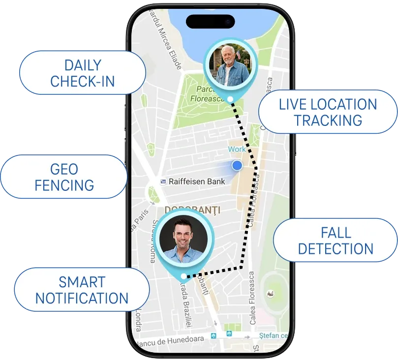 Senior daily check-in app for parents living alone