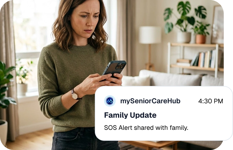 Family update sharing Mom's SOS alert