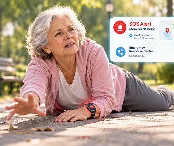 SOS emergency alert screen in the mySeniorCareHub app