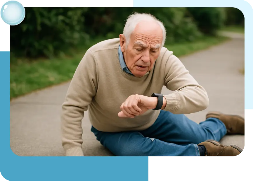 Smartwatch with SOS button and fall detection