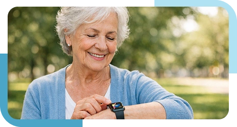 Senior using SafeLynk smartwatch